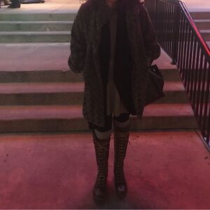 Freebird Brown Lace-Up Boots with Teal Lining